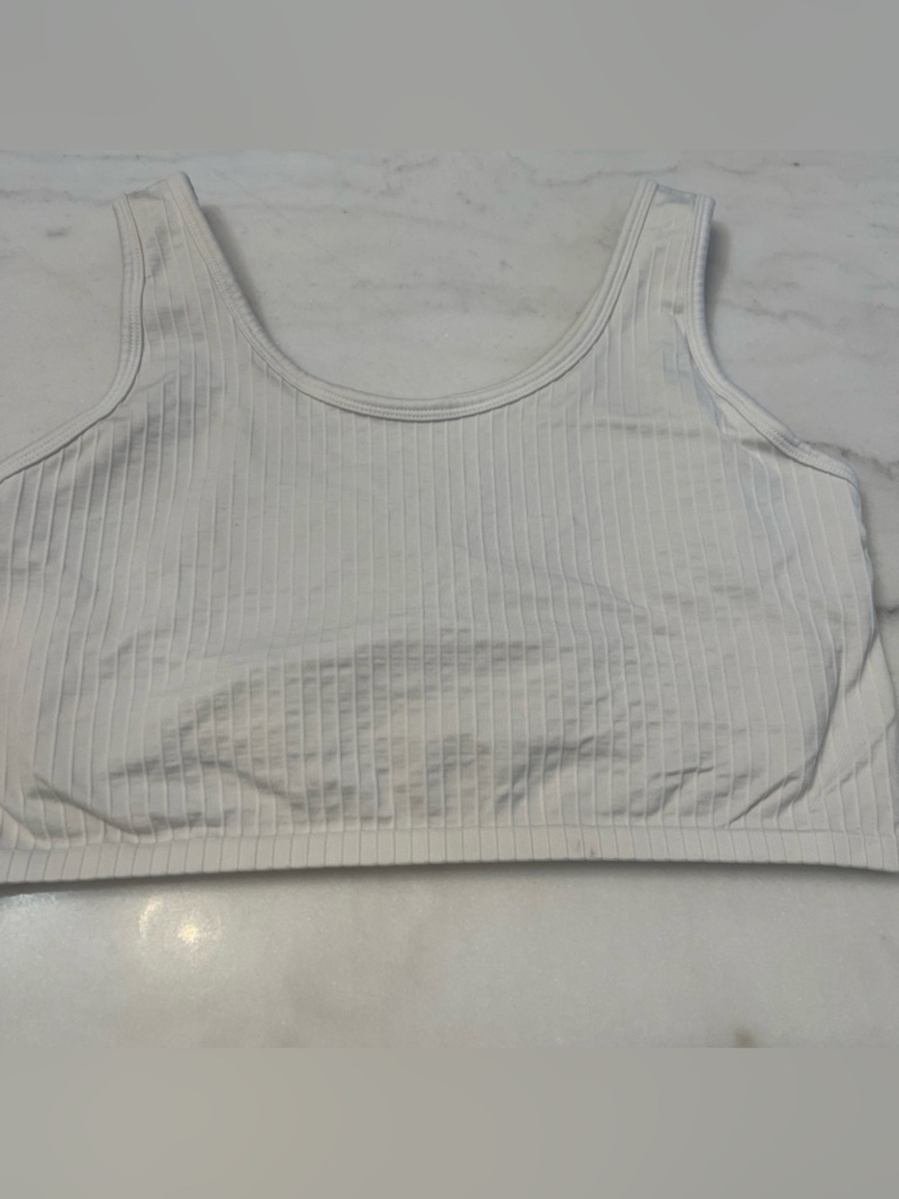 Aerie Ribbed Ivory Crop Top Built In Bra Size XL Stretchy